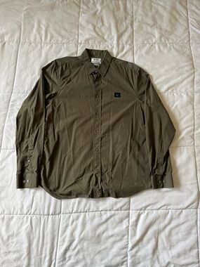 Acne Studio Face Logo Men's Olive Green Button-Down Shirt